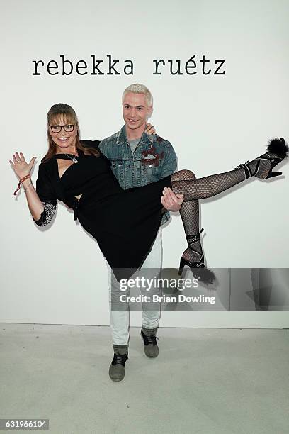 Julian David and Maren Gilzer attend the Rebekka Ruetz show during the Mercedes-Benz Fashion Week Berlin A/W 2017 at Kaufhaus Jandorf on January 18,...