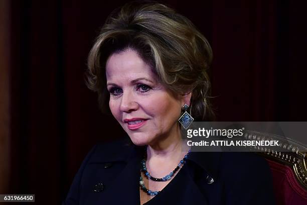 Four-times Grammy award winner, American opera star, soprano Renee Fleming is pictured at the State Opera House in Budapest on January 18, 2017. /...