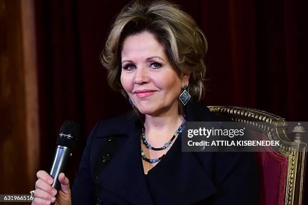 Four-times Grammy award winner, American opera star, soprano Renee Fleming is pictured at the State Opera House in Budapest on January 18, 2017. /...