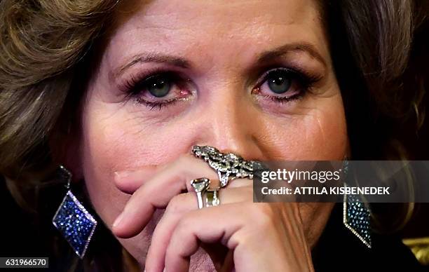 Four-times Grammy award winner, American opera star, soprano Renee Fleming is pictured at the State Opera House in Budapest on January 18, 2017. /...