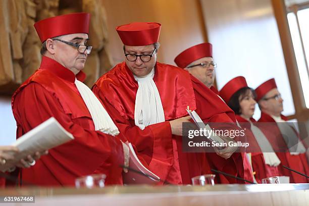 Andreas Vosskuhle , Chairman of the Second Senate of the Federal Constitutional Court , closes the day's session after announcing the court's verdict...