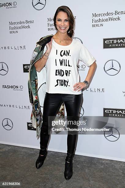 Simone Voss attends the Rebekka Ruetz show during the Mercedes-Benz Fashion Week Berlin A/W 2017 at Kaufhaus Jandorf on January 18, 2017 in Berlin,...