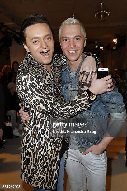 Julian F.M. Stoeckel and Julian David attend the Rebekka Ruetz show during the Mercedes-Benz Fashion Week Berlin A/W 2017 at Kaufhaus Jandorf on...