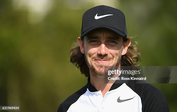 Tommy Fleetwood of England pictured during the pro-am event prior to the Abu Dhabi HSBC Championship at Abu Dhabi Golf Club on January 18, 2017 in...