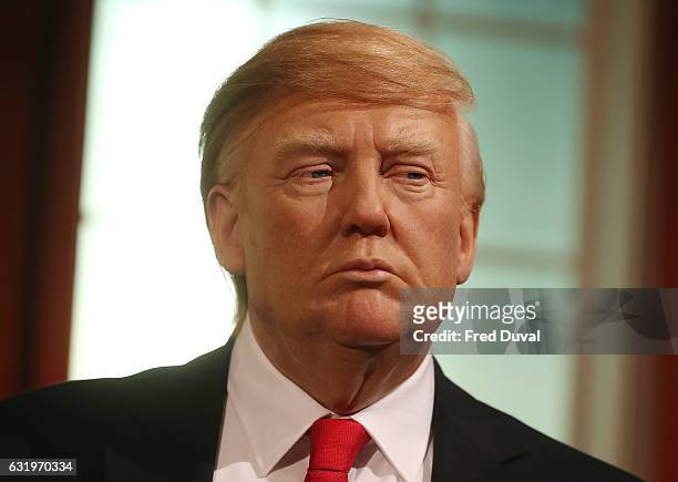 Madame Tussauds unveils a wax figure of President-Elect Donald J. Trump ahead of the inauguration on Friday at Madame Tussauds London on January 18,...