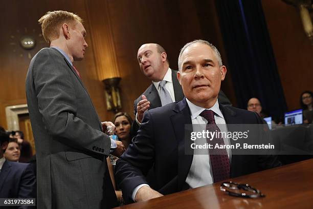 Oklahoma Attorney General Scott Pruitt, President-elect Donald Trump's choice to head the Environmental Protection Agency, arrives for his...