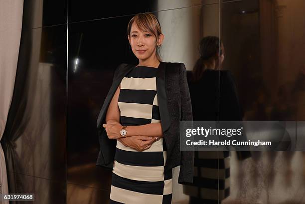 Mika Ninagawa visits the IWC booth during the launch of the Da Vinci Novelties from the Swiss luxury watch manufacturer IWC Schaffhausen at the Salon...