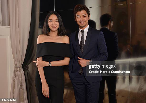 Zhang Zilin and Chen Bolin visit the IWC booth during the launch of the Da Vinci Novelties from the Swiss luxury watch manufacturer IWC Schaffhausen...