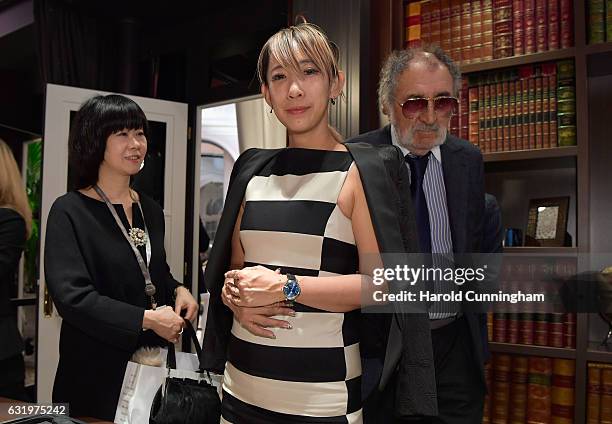 Mika Ninagawa visits the IWC booth during the launch of the Da Vinci Novelties from the Swiss luxury watch manufacturer IWC Schaffhausen at the Salon...