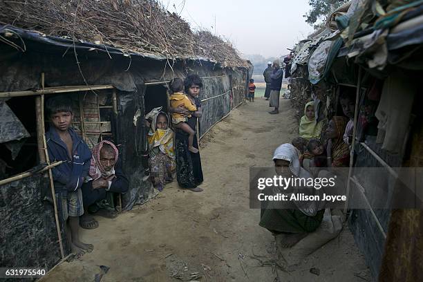 People are seen in Kutapalong unregistered camp on January 18, 2017 in Coxs Bazar, Bangladesh. More than 65,000 Rohingya Muslims have fled to...