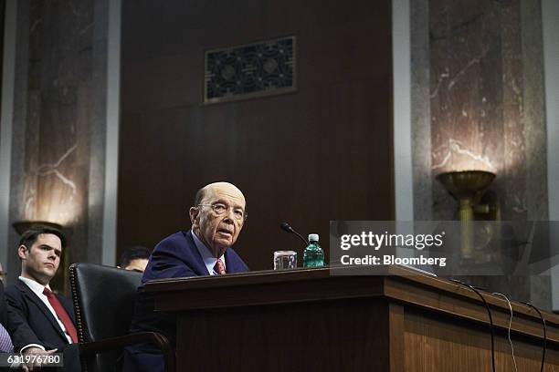 Billionaire investor Wilbur Ross, commerce secretary nominee for U.S. President-elect Donald Trump, speaks during a Senate Commerce, Science and...