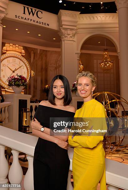 Zhang Zilin and Karolina Kurkova visit the IWC booth during the launch of the Da Vinci Novelties from the Swiss luxury watch manufacturer IWC...