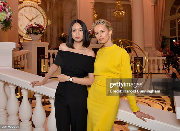Zhang Zilin and Karolina Kurkova visit the IWC booth during the launch of the Da Vinci Novelties from the Swiss luxury watch manufacturer IWC...