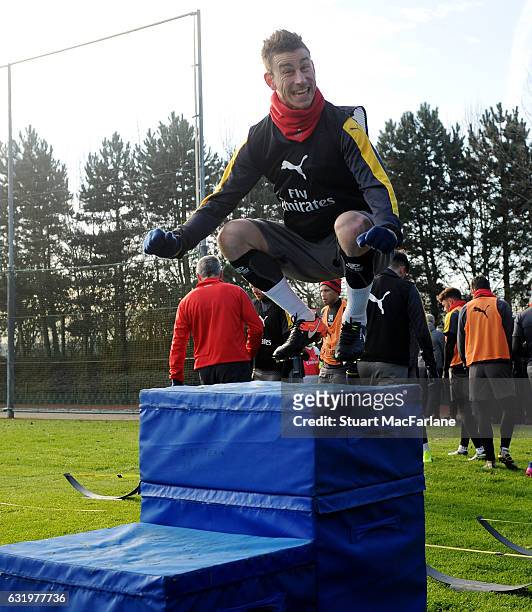 Laurent Koscielny of Arsenal during a training session at London Colney on January 18, 2017 in St Albans, England.