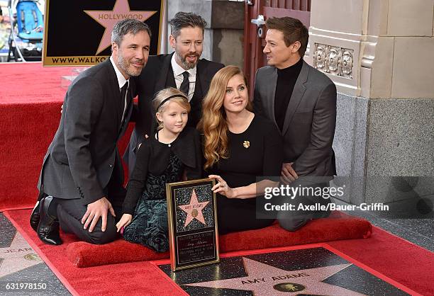 Actress Amy Adams, husband Darren Le Gallo, daughter Aviana Olea Le Gallo and actors Jeremy Renner and Denis Villeneuve attend the ceremony honoring...