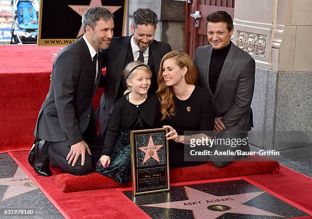 Actress Amy Adams, husband Darren Le Gallo, daughter Aviana Olea Le Gallo and actors Jeremy Renner and Denis Villeneuve attend the ceremony honoring...