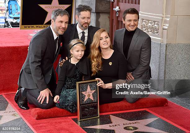 Actress Amy Adams, husband Darren Le Gallo, daughter Aviana Olea Le Gallo and actors Jeremy Renner and Denis Villeneuve attend the ceremony honoring...