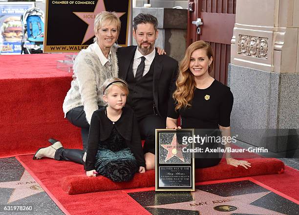 Actress Amy Adams, husband Darren Le Gallo, daughter Aviana Olea Le Gallo and mom Kathryn Adams attend the ceremony honoring Amy Adams with star on...