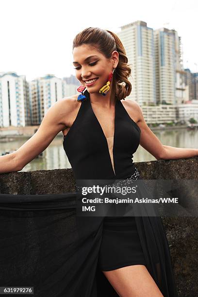 Miss Universe Panama, Keity Drennan wears a gown by designer Sherri Hill while visiting Fort Santiago on January 16, 2017 in Manila, the Philippines....
