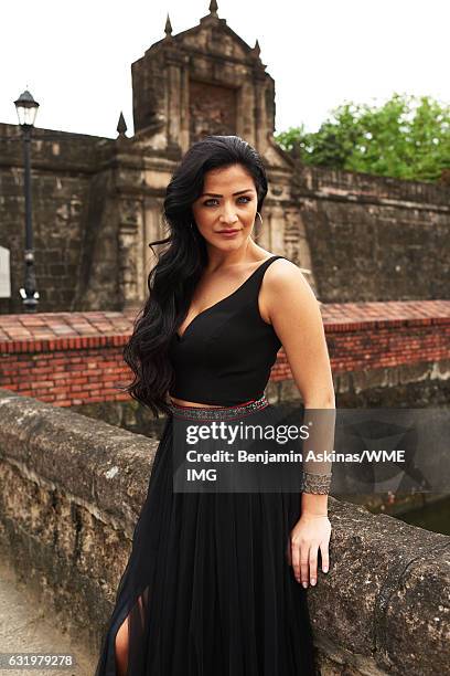 Miss Universe Malta, Martha Fenech wears a gown by designer Sherri Hill while visiting Fort Santiago on January 16, 2017 in Manila, the Philippines....