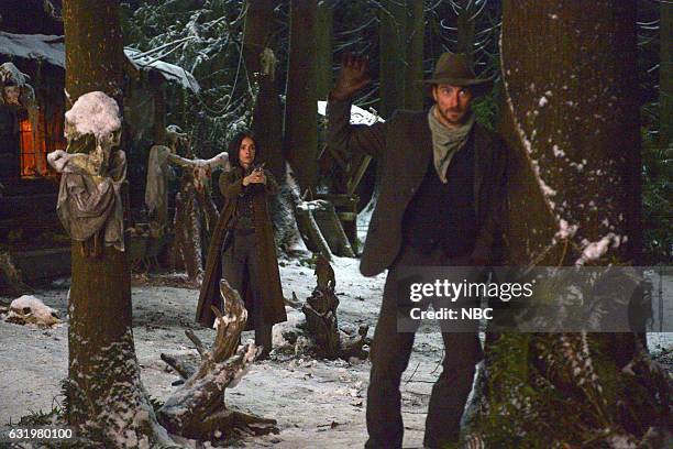 The Assassination of Jesse James" Episode 111 -- Pictured: Abigail Spencer as Lucy Preston, Daniel Lissing as Jesse James --