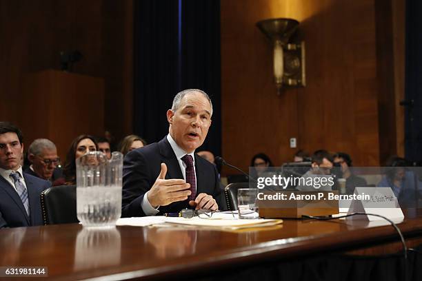 Oklahoma Attorney General Scott Pruitt, President-elect Donald Trump's choice to head the Environmental Protection Agency, testifies during his...