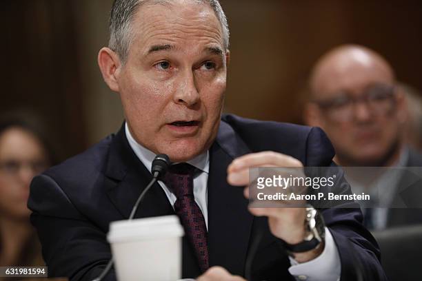 Oklahoma Attorney General Scott Pruitt, President-elect Donald Trump's choice to head the Environmental Protection Agency, testifies during his...