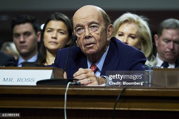 Billionaire investor Wilbur Ross, commerce secretary nominee for U.S. President-elect Donald Trump, speaks during a Senate Commerce, Science and...