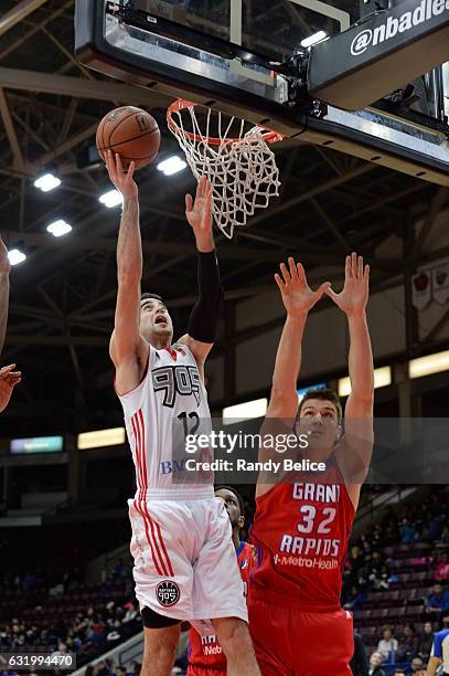 Will Sheehey of the Raptors 905 drives to the basket against the Grand Rapids Drive as part of 2017 NBA D-League Showcase at the Hershey Centre on...