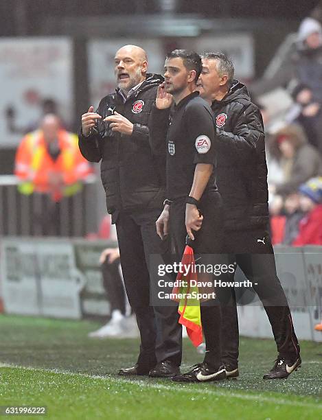 Fleetwood Town's Manager Uwe Rosler shouts instructions to his team during the Emirates FA Cup Third Round Replay match between Fleetwood Town and...