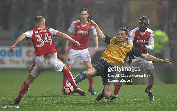 Now way through for Bristol City's Milan Djuric during the Emirates FA Cup Third Round Replay match between Fleetwood Town and Bristol City at...