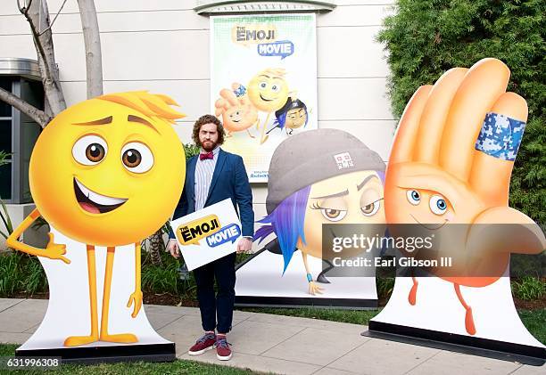 Actor T.J. Miller attends the Photo Call For Columbia Pictures "The Emoji Movie" at Sony Pictures Studios on January 18, 2017 in Culver City,...