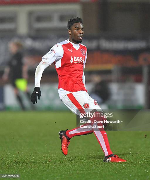 Fleetwood Town's Devante Cole during the Emirates FA Cup Third Round Replay match between Fleetwood Town and Bristol City at Highbury Stadium on...