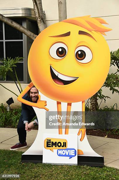 Actor T.J. Miller attends the photo call for Columbia Pictures' "The Emoji Movie" at Sony Pictures Studios on January 18, 2017 in Culver City,...