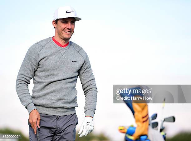 Jamie Lovemark smiles during practice for the CareerBuilder Challenge at PGA West on January 18, 2017 in La Quinta, California.