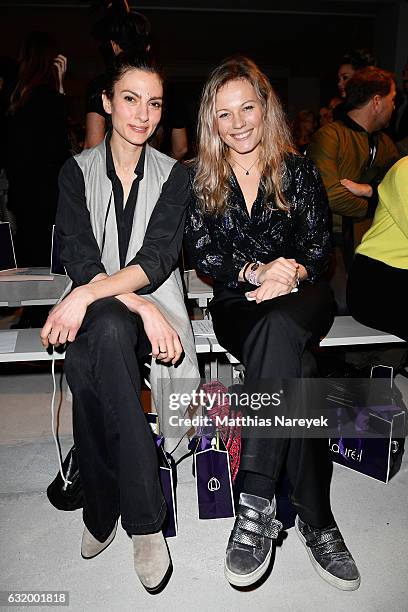 Laura de Boer and Carolin Dekeyser attend the Laurel show during the Mercedes-Benz Fashion Week Berlin A/W 2017 at Kaufhaus Jandorf on January 18,...