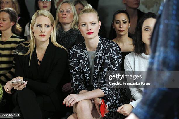 Judith Rakers and Franziska Knuppe attend the Laurel show during the Mercedes-Benz Fashion Week Berlin A/W 2017 at Kaufhaus Jandorf on January 18,...