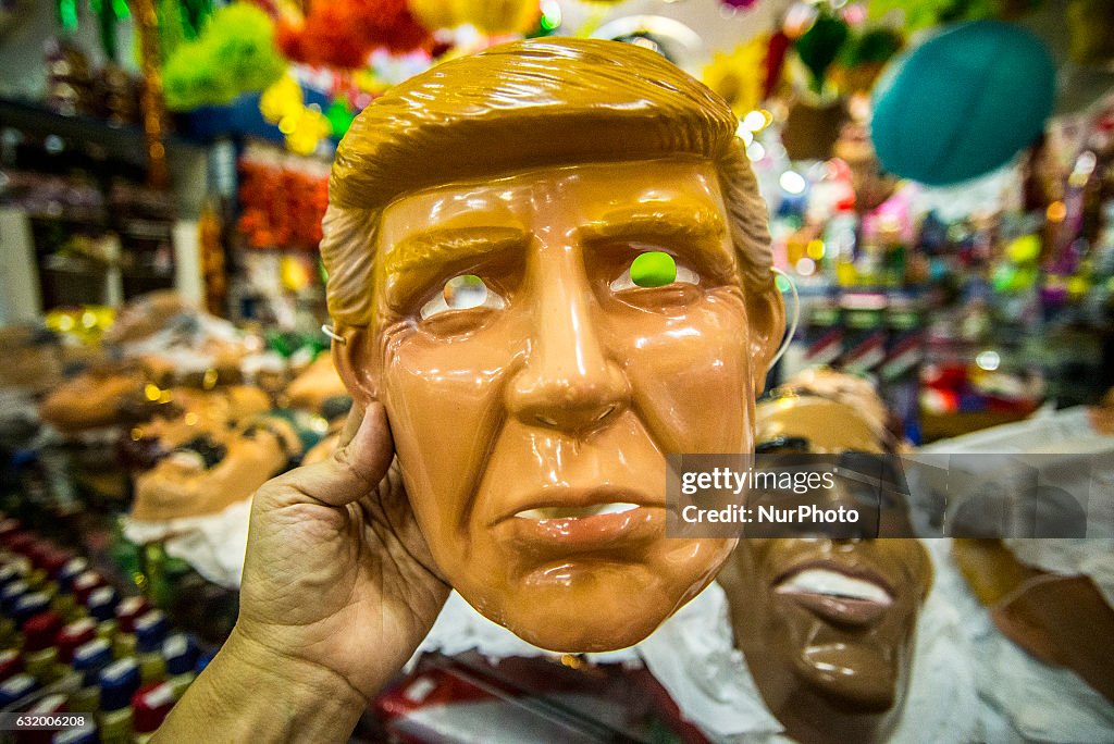 Strumpa Mask Carnival mask of US President-elect Donald Trump and several... News ...