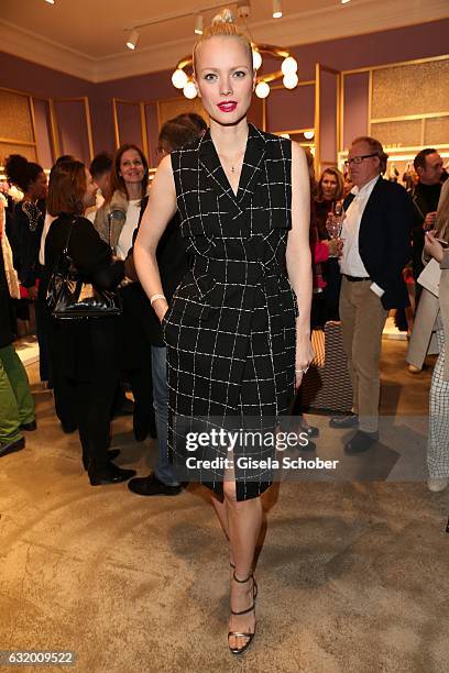 Franziska Knuppe wearing a dress Talbot Runhof during the Talbot Runhof boutique opening at Schlueterstrasse on January 18, 2017 in Berlin, Germany.