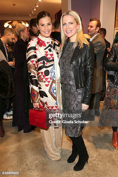 Nina Schwichtenberg and Tamara Graefin Nayhauss during the Talbot Runhof boutique opening at Schlueterstrasse on January 18, 2017 in Berlin, Germany.