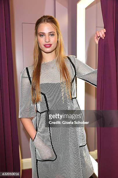 Cosima Auermann wearing a silver dress by Talbot Runhof during the Talbot Runhof boutique opening at Schlueterstrasse on January 18, 2017 in Berlin,...