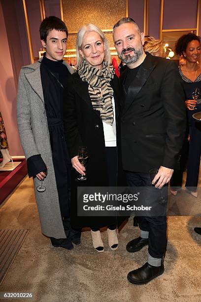 Bernhard Ach, Heike Haag and Adrian Runhof during the Talbot Runhof boutique opening at Schlueterstrasse on January 18, 2017 in Berlin, Germany.