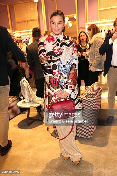 Nina Schwichtenberg wearing a coat by Talbot Runhof during the Talbot Runhof boutique opening at Schlueterstrasse on January 18, 2017 in Berlin,...