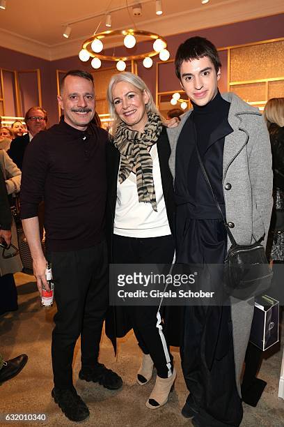Designer Johnny Talbot, Heike Haag, Madame, Bernhard Ach during the Talbot Runhof boutique opening at Schlueterstrasse on January 18, 2017 in Berlin,...