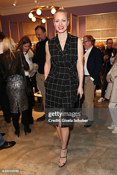 Franziska Knuppe wearing a dress Talbot Runhof during the Talbot Runhof boutique opening at Schlueterstrasse on January 18, 2017 in Berlin, Germany.