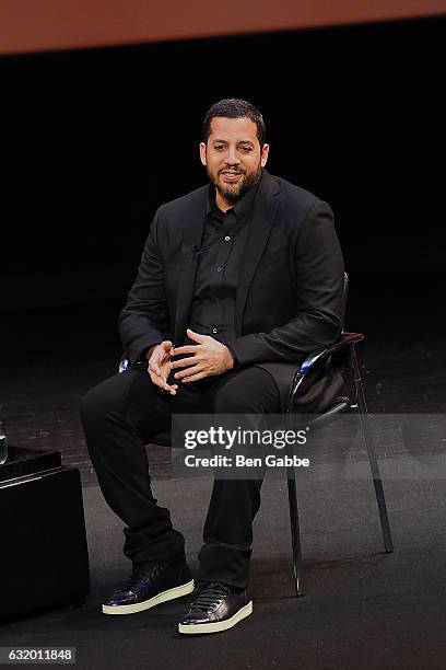 Magician David Blaine speaks during TimesTalks at Florence Gould Hall on January 18, 2017 in New York City.