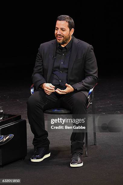 Magician David Blaine speaks during TimesTalks at Florence Gould Hall on January 18, 2017 in New York City.