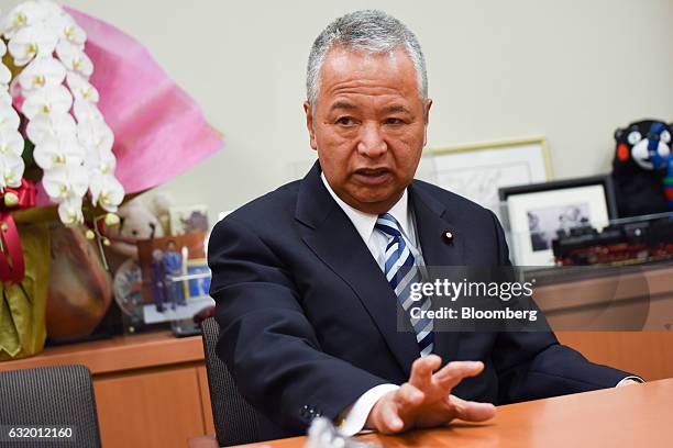 Akira Amari, Japan's former economy minister, speaks during an interview in Tokyo, Japan, on Wednesday, Jan. 18, 2017. The Trans-Pacific Partnership...