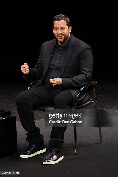 Magician David Blaine speaks during TimesTalks at Florence Gould Hall on January 18, 2017 in New York City.