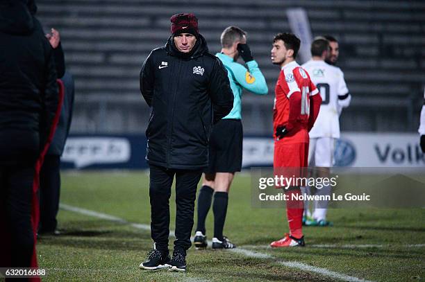 Bernard Bouger coach of Fleury during the French Cup match between Fleury Merogis and Brest on January 18, 2017 in Paris, France.